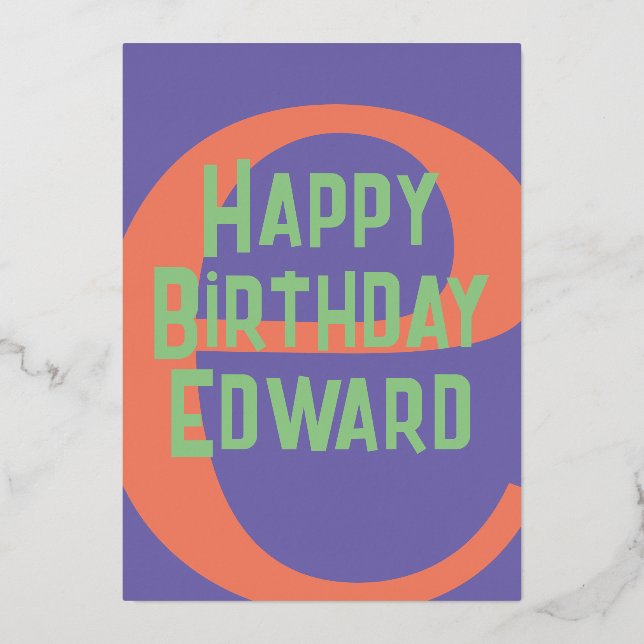 Carte d'anniversaire Monogram moderne - Purple, Co (Recto)