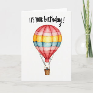 Carte d'anniversaire Montgolfière Rayée