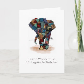 Carte d'anniversaire Mosaic Elephant