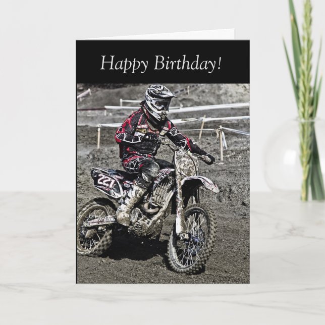 Carte d'anniversaire : Motocross Guy (Devant)