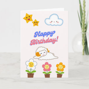Carte d'anniversaire mouton endormi mignon - Kawai