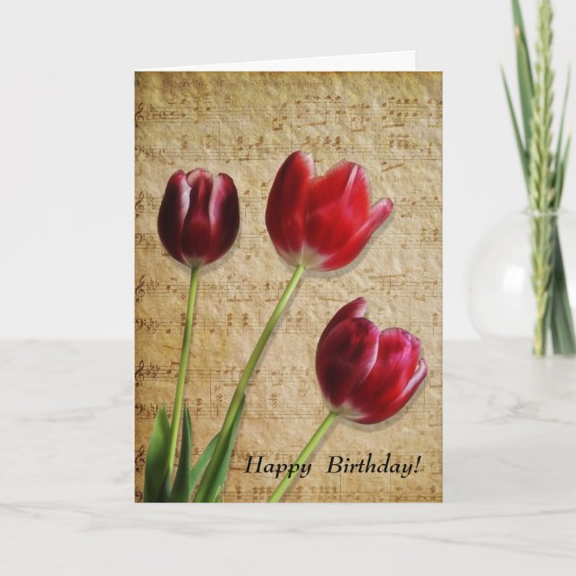 Carte d'anniversaire Musique et Tulipes (Devant)