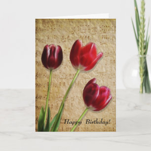Carte d'anniversaire Musique et Tulipes