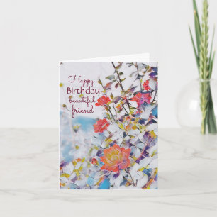 Carte d'anniversaire mystique de roses d'aquarelle