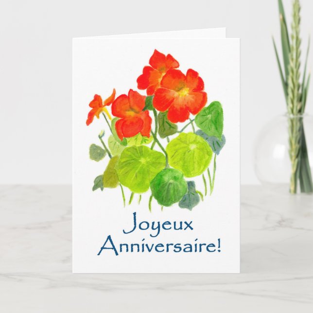 Carte d'anniversaire Nasturtiums - Salutation fran (Devant)