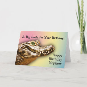 Carte d'anniversaire Nephew avec un alligator sour