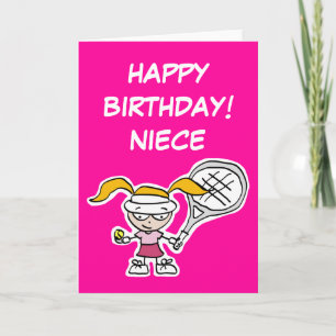 Carte d'anniversaire nièce avec petit joueur de te
