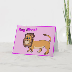 Carte d'anniversaire nièce - Lion mignon