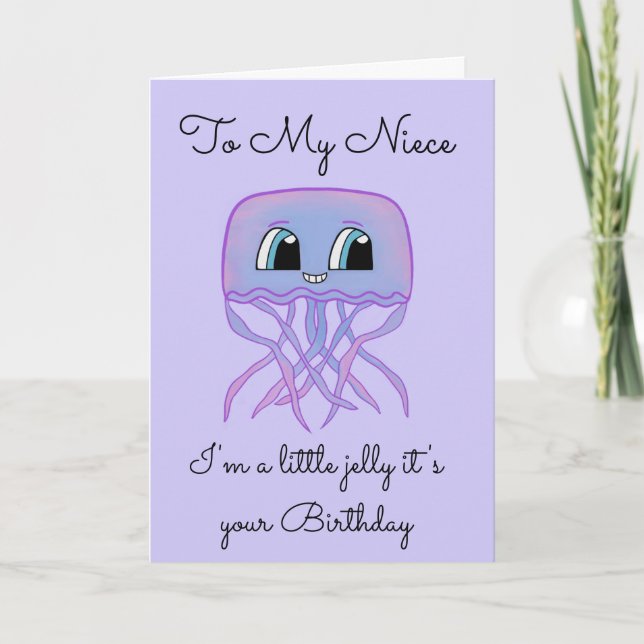 Carte d'anniversaire nièce - Mignonne méduse (Devant)