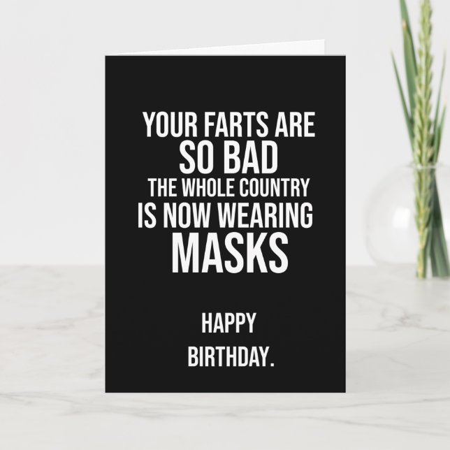 Carte D'Anniversaire Noir Et Blanc Funky Fart Et M (Devant)