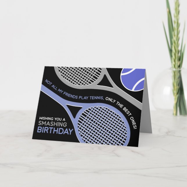 Carte d'anniversaire 🎾 🖤 noir et violet de tenni (Devant)