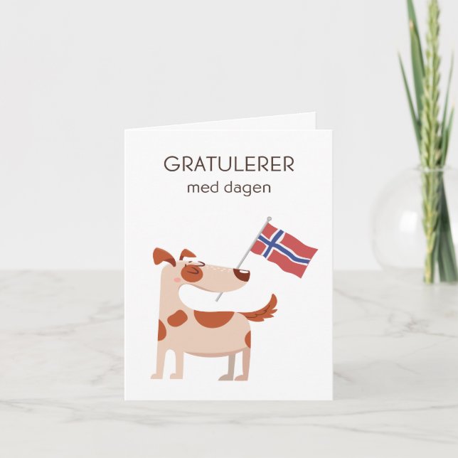 Carte d'anniversaire norvégienne – Gratulerer med  (Devant)