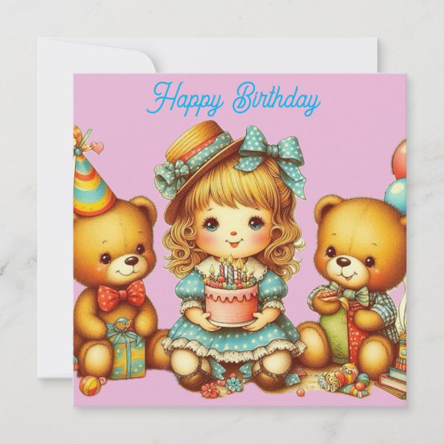 Carte d'anniversaire nounours ~ jeune enfant ~ Ros (Devant)