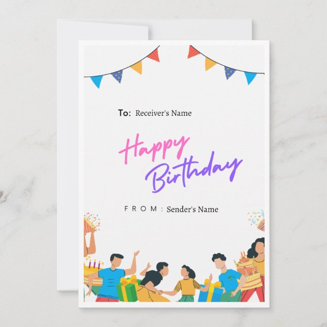 Carte d'anniversaire numérique joyeuse (Devant)