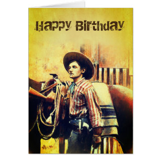 Carte d'anniversaire occidentale sauvage vintage