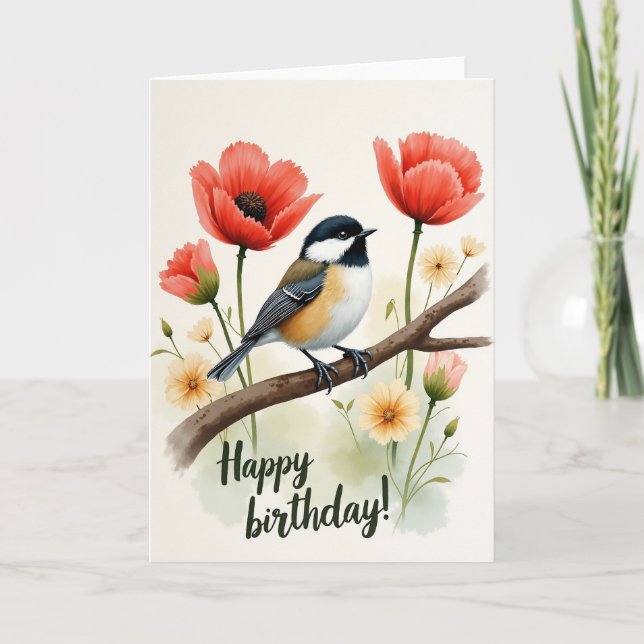 Carte d'anniversaire Oiseau doux (Devant)