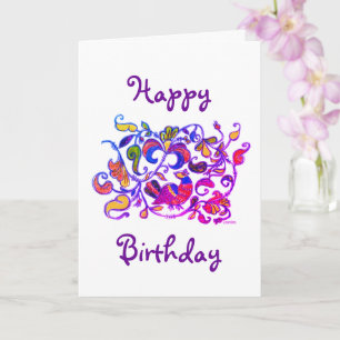 Carte d'anniversaire oiseau du nord de style russe
