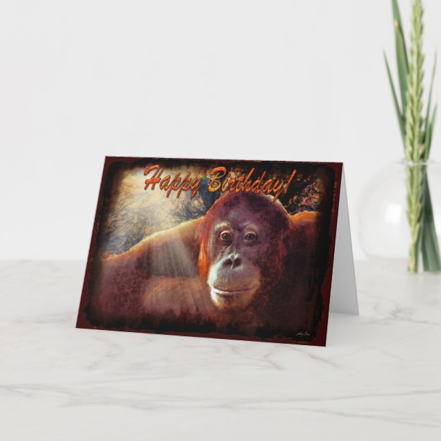 Carte d'anniversaire Orangutan & Rainforest Sunlig (Devant)
