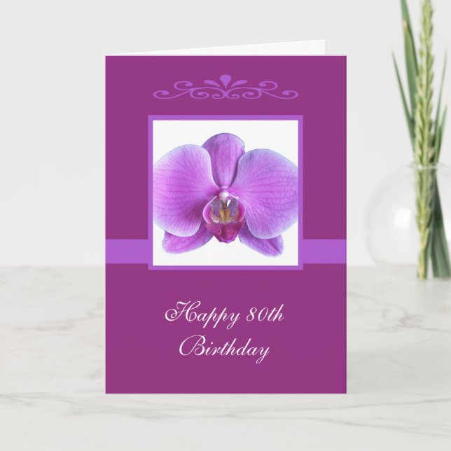 Carte d'anniversaire orchidée 80e (Devant)