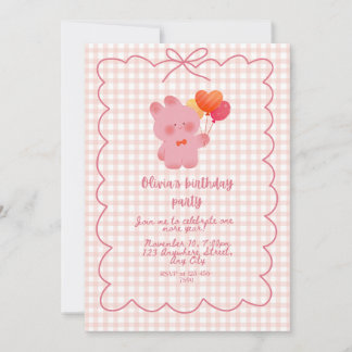 Carte d'anniversaire Ourson Rose avec Ballons