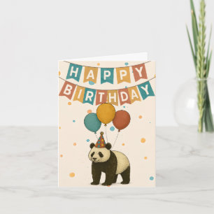 Carte d'anniversaire Panda - Animal jouant avec ba