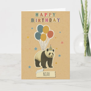 Carte d'anniversaire Panda - Nom personnalisé