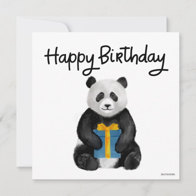 Carte d'anniversaire Panda peinte à la main (Devant)