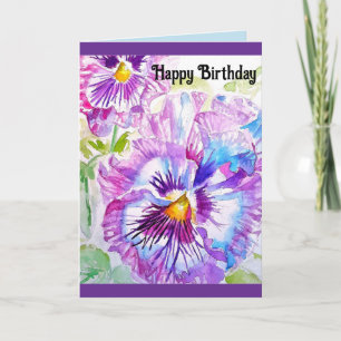 Carte d'anniversaire Pansy Watercolor Floral