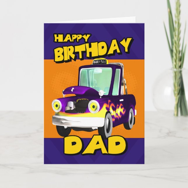carte d'anniversaire papa avec le taxi de papa (Devant)