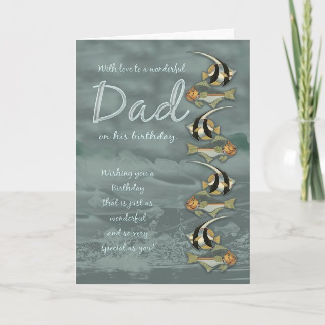 Carte d'anniversaire papa avec poisson (Devant)