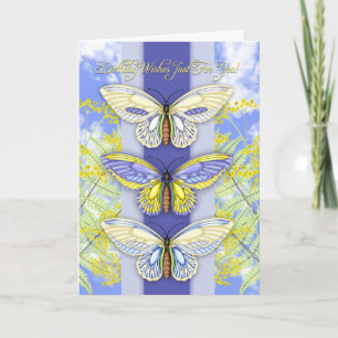carte d'anniversaire papillon et fleur
