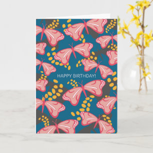 Carte d'anniversaire papillon rose et bleu
