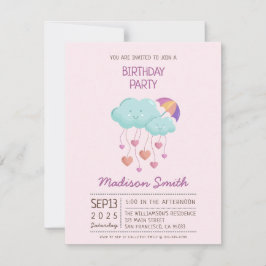 Carte d'anniversaire parapluie coloré avec des nua