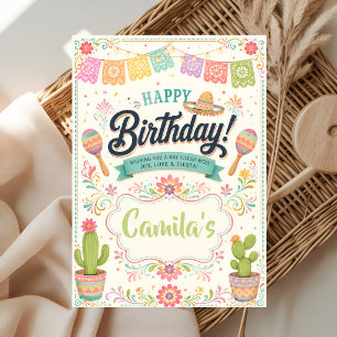 Carte d'anniversaire Pastel Fiesta avec Sombrero &