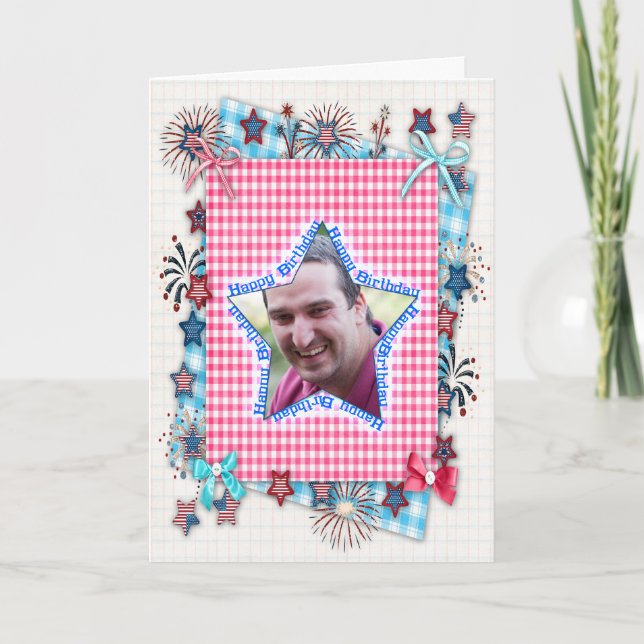 Carte d'anniversaire patriotique avec photo (Devant)