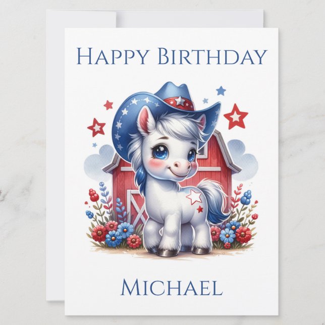 Carte d'anniversaire Patriotique Rouge, Blanc et B (Devant)