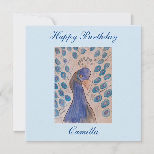 Carte d'anniversaire Peacock Blue Flat (Devant)