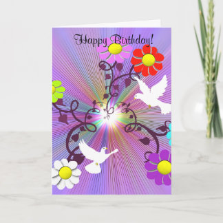 Carte d'anniversaire peinte de Daisys et de