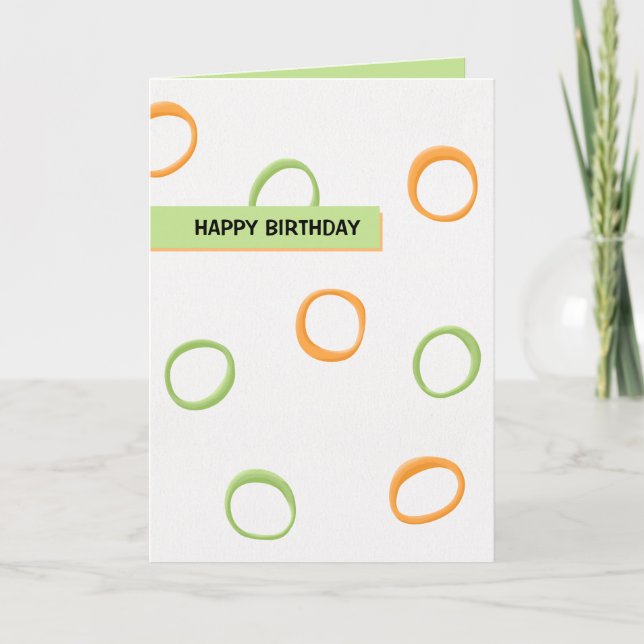 Carte d'anniversaire peinte Retro Circles orange v (Devant)