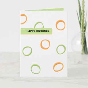 Carte d'anniversaire peinte Retro Circles orange v