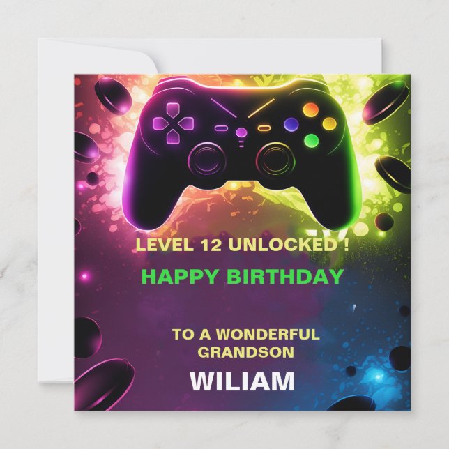 Carte d'anniversaire PersonaliZed Gamer (Devant)