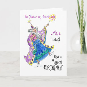 Carte d'anniversaire personnalisable avec Magicien
