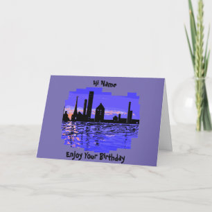 Carte d'anniversaire personnalisable City Scape
