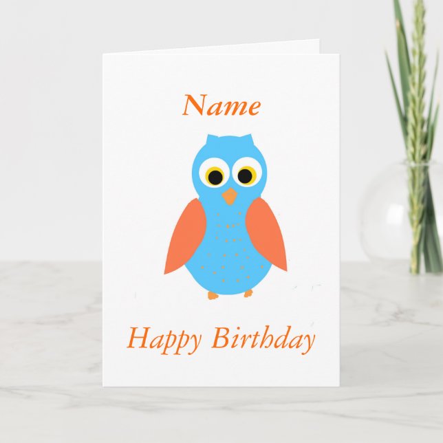 Carte d'anniversaire personnalisable Cute Owl (Devant)