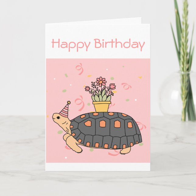 Carte d'anniversaire personnalisable de tortue de (Devant)