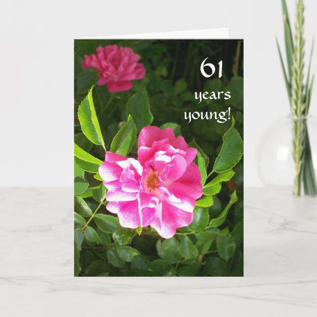 Carte d'anniversaire personnalisable - Roses roses (Devant)