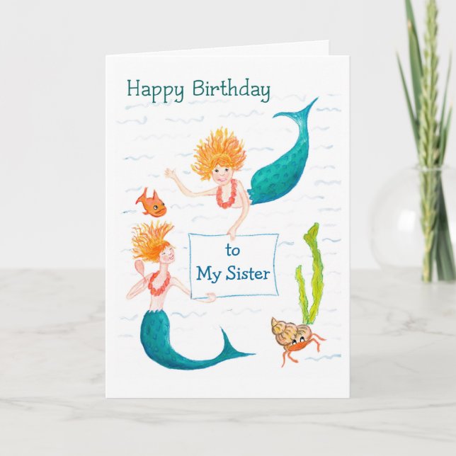 Carte d'anniversaire personnalisable - Sirènes (Devant)