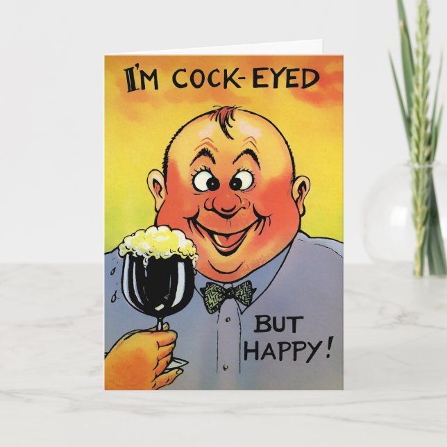 Carte d'anniversaire personnalisable vintage CockE (Devant)