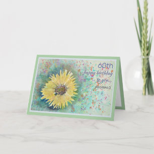 Carte d'anniversaire personnalisée 60e tournesol