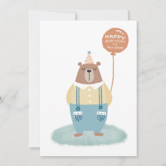 Carte d'anniversaire personnalisée à l'ours mignon